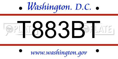 T883BT District Of Columbia License Plate