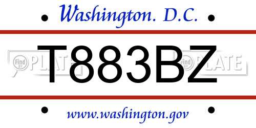 T883BZ District Of Columbia License Plate