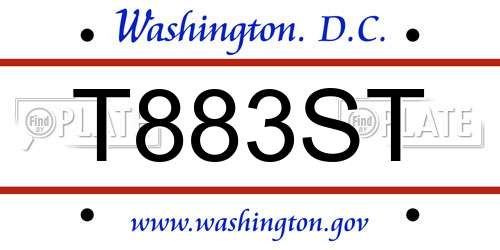 T883ST District Of Columbia License Plate