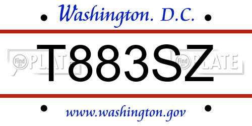 T883SZ District Of Columbia License Plate