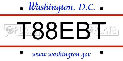 T88EBT District Of Columbia License Plate
