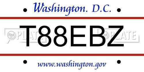 T88EBZ District Of Columbia License Plate