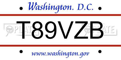 T89VZB District Of Columbia License Plate