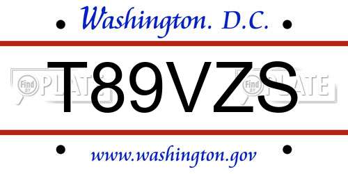 T89VZS District Of Columbia License Plate