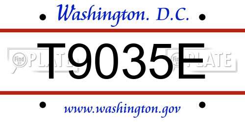 T9035E District Of Columbia License Plate