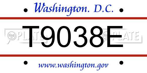 T9038E District Of Columbia License Plate