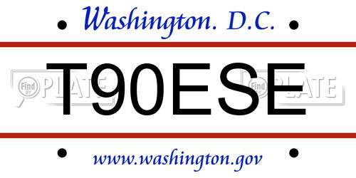 T90ESE District Of Columbia License Plate