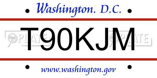 T90KJM District Of Columbia License Plate