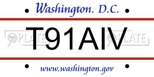 T91AIV District Of Columbia License Plate