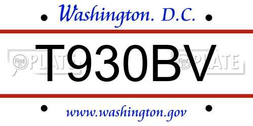 T930BV District Of Columbia License Plate