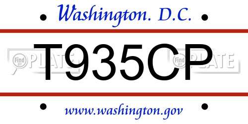 T935CP District Of Columbia License Plate