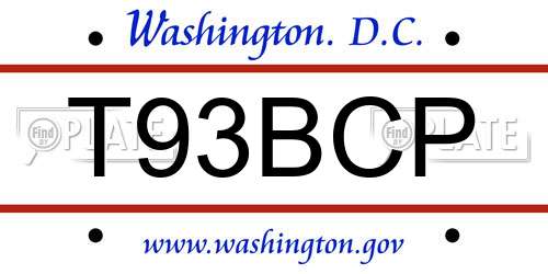 T93BCP District Of Columbia License Plate