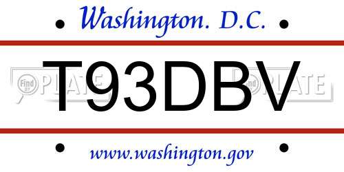 T93DBV District Of Columbia License Plate