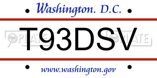 T93DSV District Of Columbia License Plate