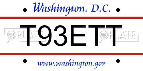 T93ETT District Of Columbia License Plate