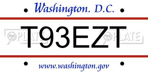 T93EZT District Of Columbia License Plate