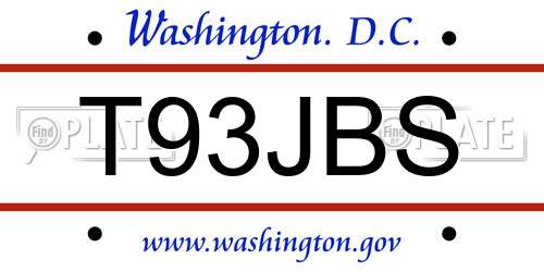 T93JBS District Of Columbia License Plate