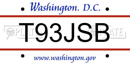 T93JSB District Of Columbia License Plate
