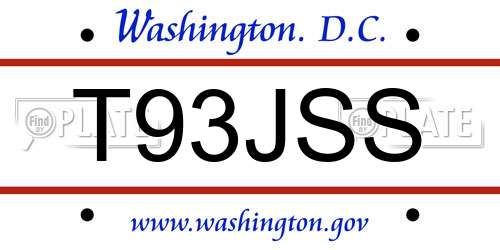 T93JSS District Of Columbia License Plate