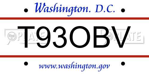 T93OBV District Of Columbia License Plate