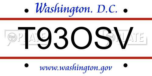T93OSV District Of Columbia License Plate