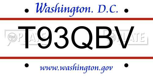 T93QBV District Of Columbia License Plate
