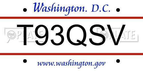 T93QSV District Of Columbia License Plate