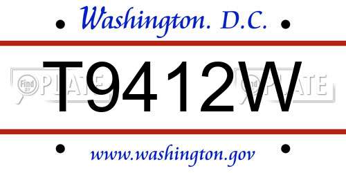 T9412W District Of Columbia License Plate