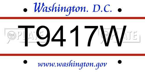 T9417W District Of Columbia License Plate