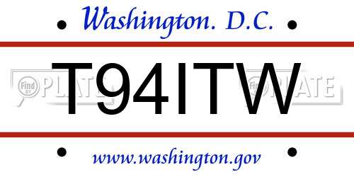 T94ITW District Of Columbia License Plate