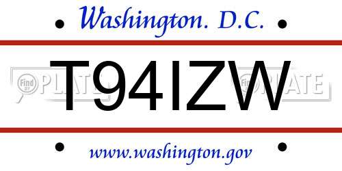 T94IZW District Of Columbia License Plate