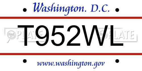 T952WL District Of Columbia License Plate