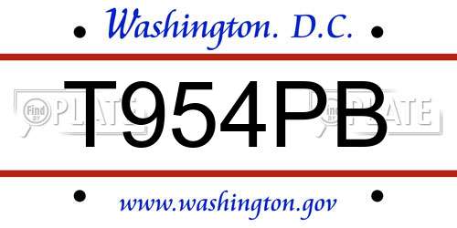 T954PB District Of Columbia License Plate