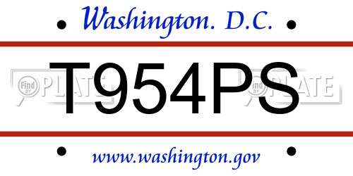 T954PS District Of Columbia License Plate