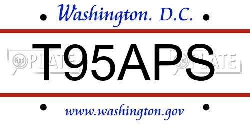 T95APS District Of Columbia License Plate