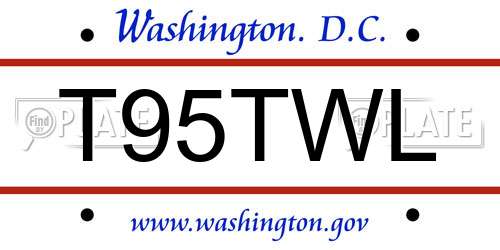 T95TWL District Of Columbia License Plate