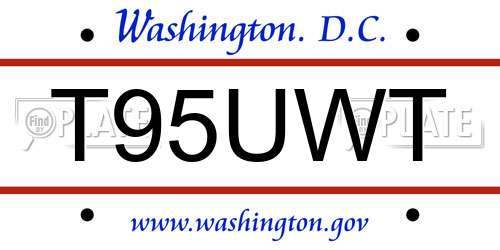 T95UWT District Of Columbia License Plate