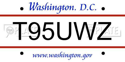 T95UWZ District Of Columbia License Plate