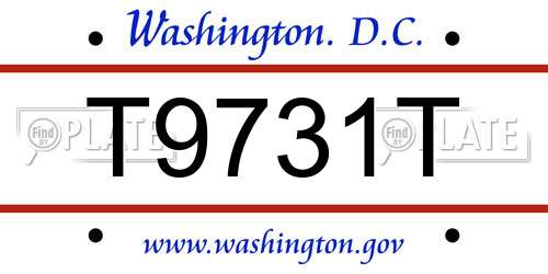 T9731T District Of Columbia License Plate