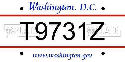 T9731Z District Of Columbia License Plate