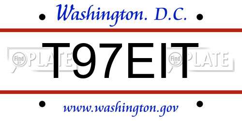 T97EIT District Of Columbia License Plate