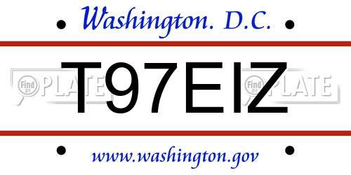T97EIZ District Of Columbia License Plate