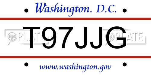 T97JJG District Of Columbia License Plate