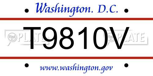 T9810V District Of Columbia License Plate