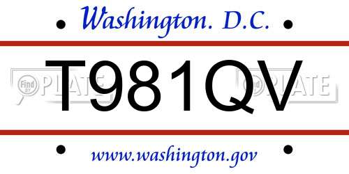 T981QV District Of Columbia License Plate