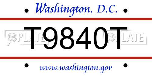 T9840T District Of Columbia License Plate