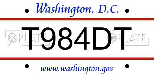 T984DT District Of Columbia License Plate
