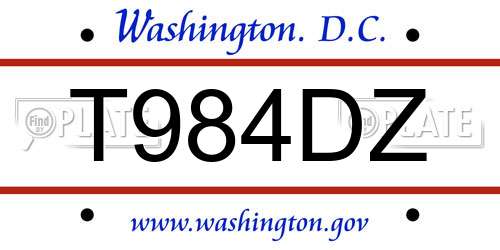 T984DZ District Of Columbia License Plate