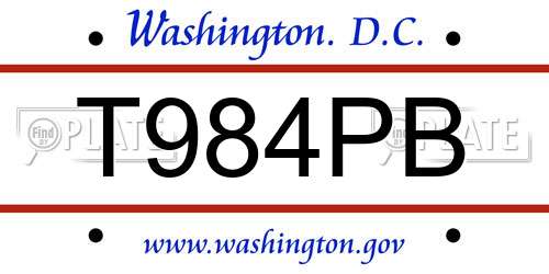 T984PB District Of Columbia License Plate