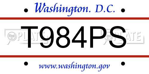 T984PS District Of Columbia License Plate
